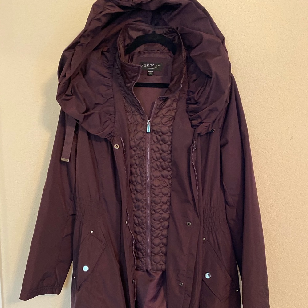 Laundry by Shelli Segal Hooded Coat in Deep Purple